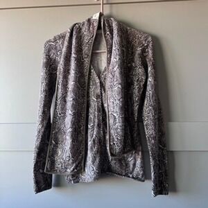 VTG Neiman Marcus Snake Cardigan Cashmere Sweater Long Sleeve Button Scarf Small